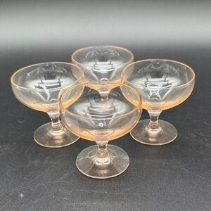 Vintage Glass Pink Champagne Coupe Glasses Sherberts Set of Four